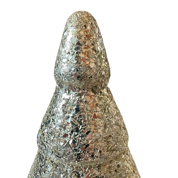 Metallic Gold Broken Fleck 13in Glass Christmas Tree Holiday Glam Made in India - Picture 3 of 10